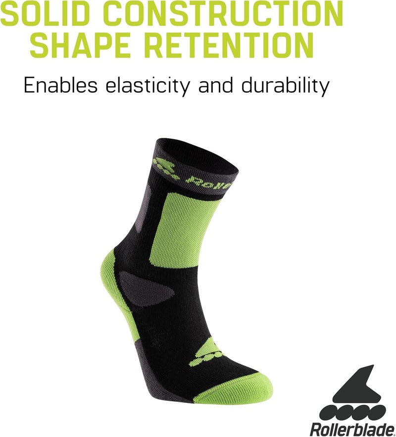 ROLLERBLADE boys Kids Socks, Black and Green - Image 5